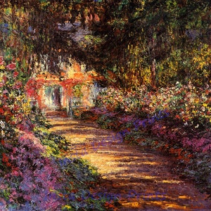 Claude Monet "Pathway in Monet's Garden at Giverny"" 1902 Reproduction Digital Print Garden Pathway Beautiful Flowers Wall Hanging