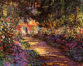 Claude Monet "Pathway in Monet's Garden at Giverny"" 1902 Reproduction Digital Print Garden Pathway Beautiful Flowers Wall Hanging