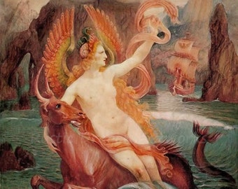 Armand Point "The Siren" 1897  Reproduction Digital Print  Wall Decor Greek Mythology Winged Creatures Lured Sailors Onto Rocks Ship