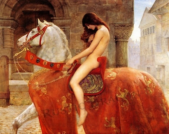 John Collier "Lady Godiva" 1898 Reproduction Digital Print Horse Noblewoman