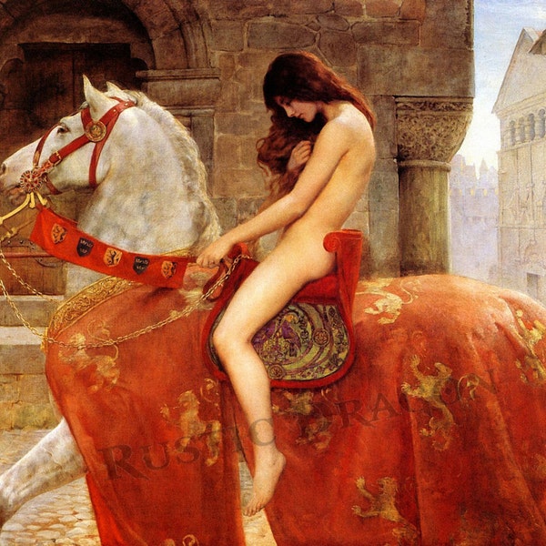 John Collier "Lady Godiva" 1898 Reproduction Digital Print Horse Noblewoman