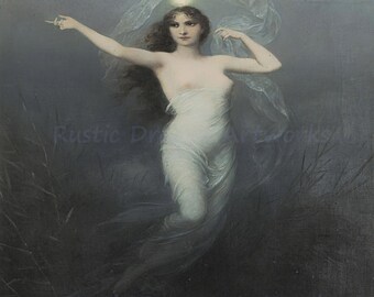 Karl Schweniger "Luna" 1903 Reproduction Digital Print Beautiful Woman Moon