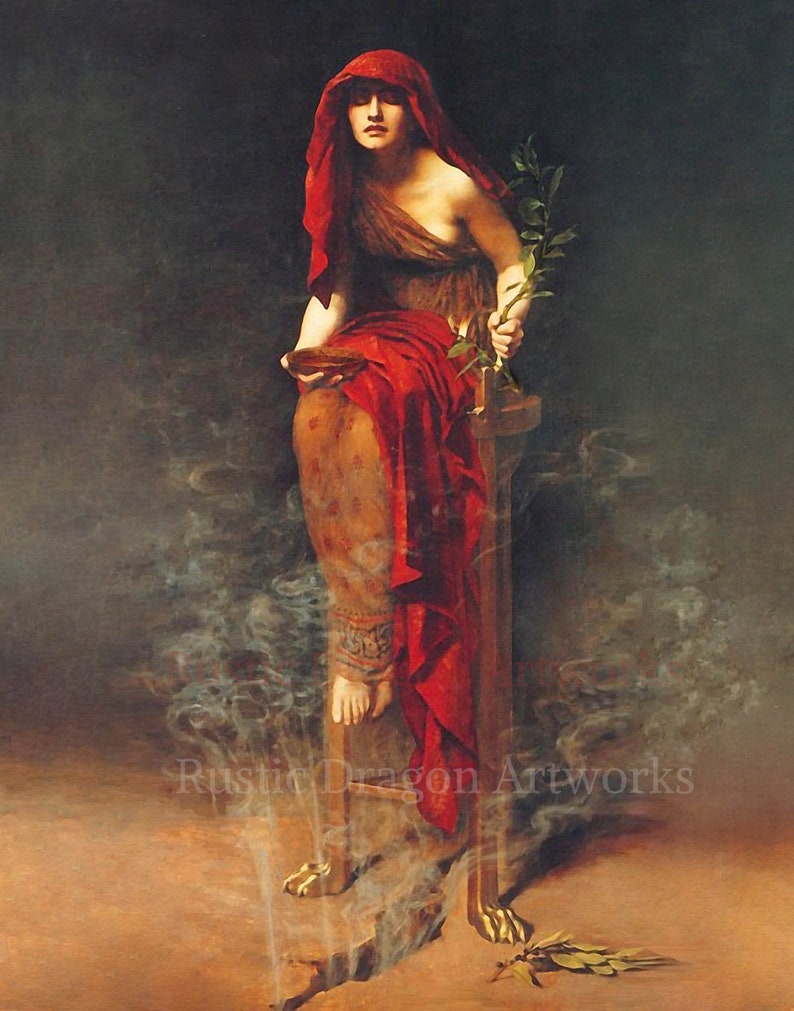 John Collier Priestess of Delphi 1891 Pythia High Priestess Temple of Apollo Oracle of Delphi Reproduction Digital Print Wall Home Decor image 1