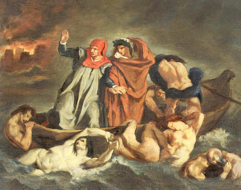 Edouard the Boat of Dante After Delacroix Etsy