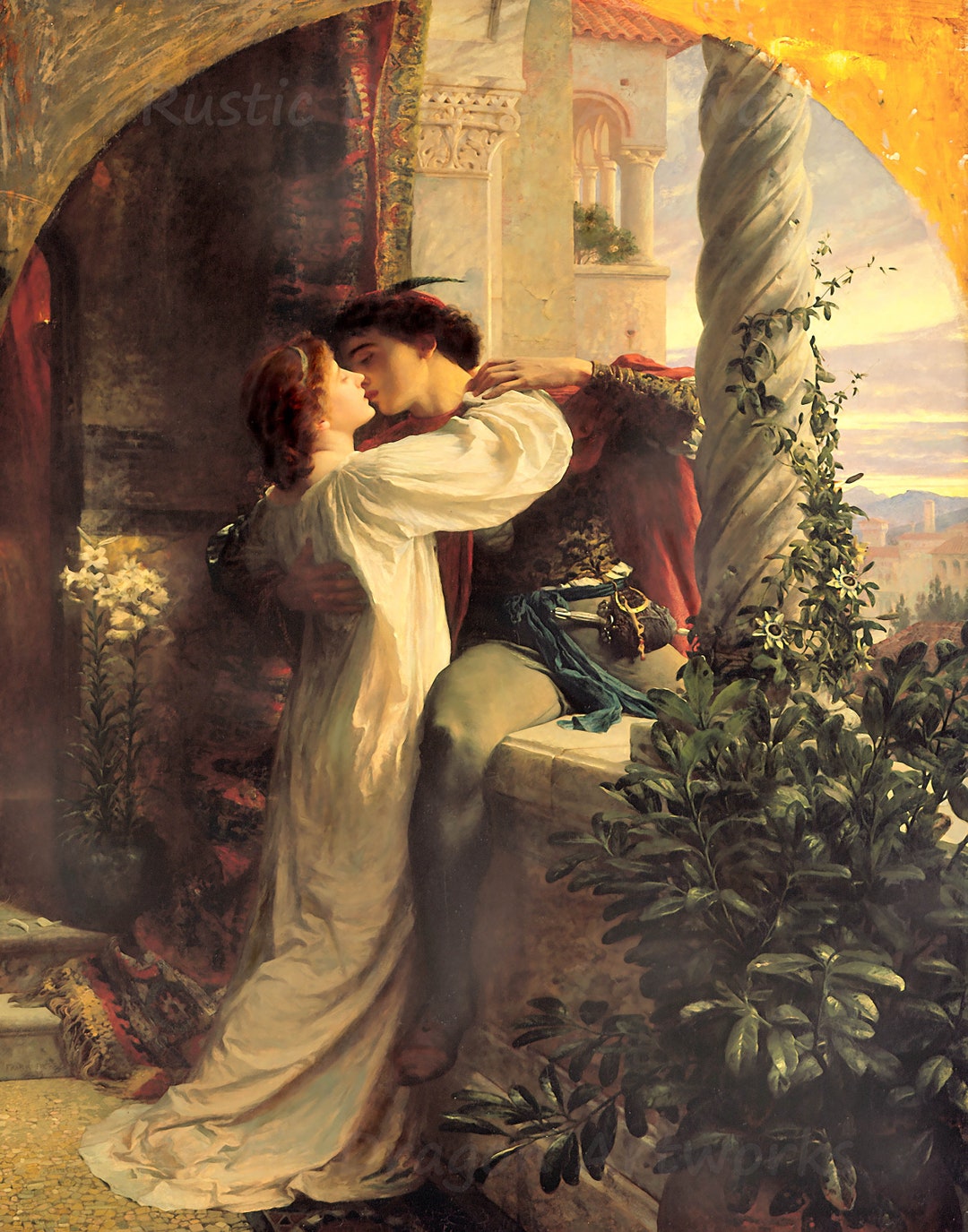 Frank Dicksee Roméo et Juliette 1884 Reproduction Impression numérique Shakespeare Deux jeunes