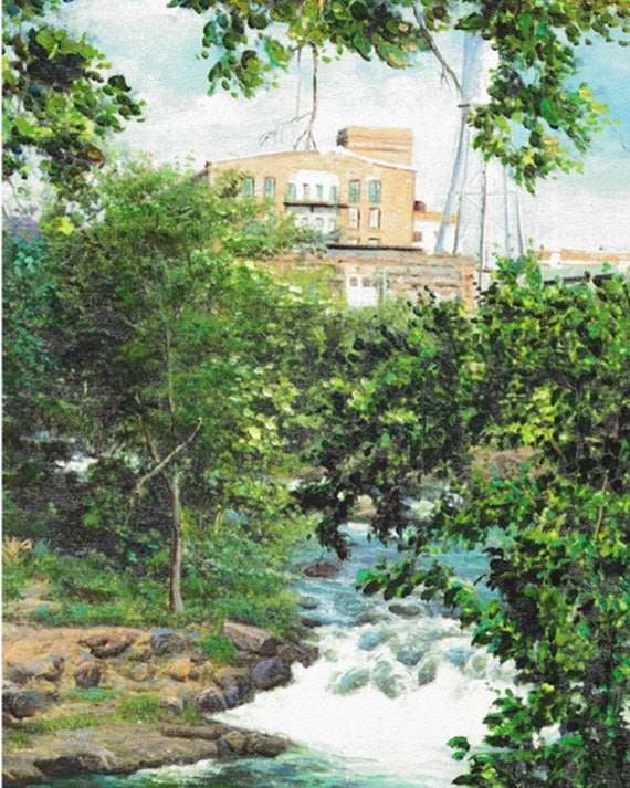 Riverwalk Water Tower View Canvas Print Columbus Ga Etsy