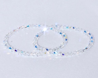 Swarovski Crystal Bracelets Set of 2 Dainty 4mm Clear AB