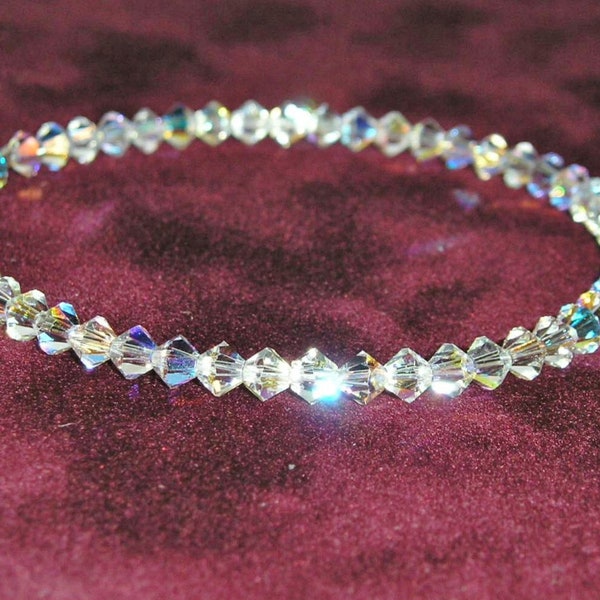 Ultra Sparkly Petite Crystal Stretch Bracelet - 4mm Swarovski Crystal Clear AB