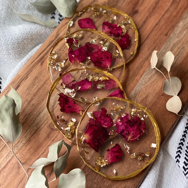 Resin Rose Petal Coasters