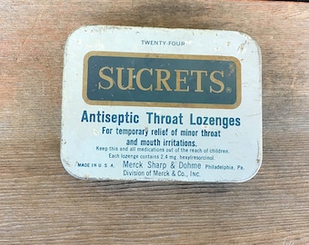Vintage Sucrets Lozenges Tin Merck Sharpe & Dohme Philadelphia USA