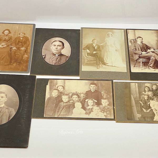 Antique Lot of 7 Family Cabinet Photo Cards from Kansas