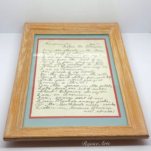 Vintage Framed Hand Written Art Print image 1