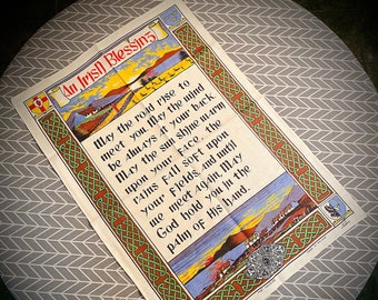Vintage Linen Tea Kitchen Towel An Irish Blessing Made in Ireland NELSON