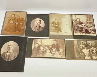 Antique Lot of 7 Family Cabinet Photo Cards from Kansas