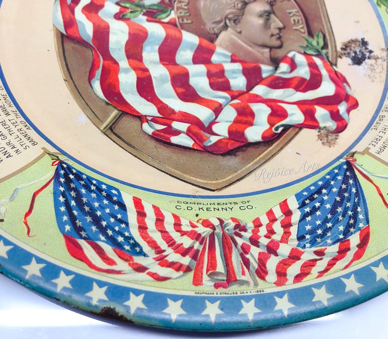 Antique Tin Litho Advertising CD Kenny Plate Francis Scott ...
