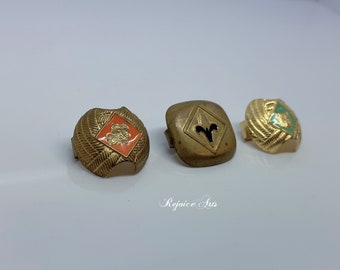 Vintage Lot of 3 Official Boy Scout Enamel Scarf Rings