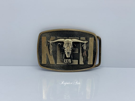 Vintage KEEN Country Radio 1370 AM Brass Belt Buc… - image 6