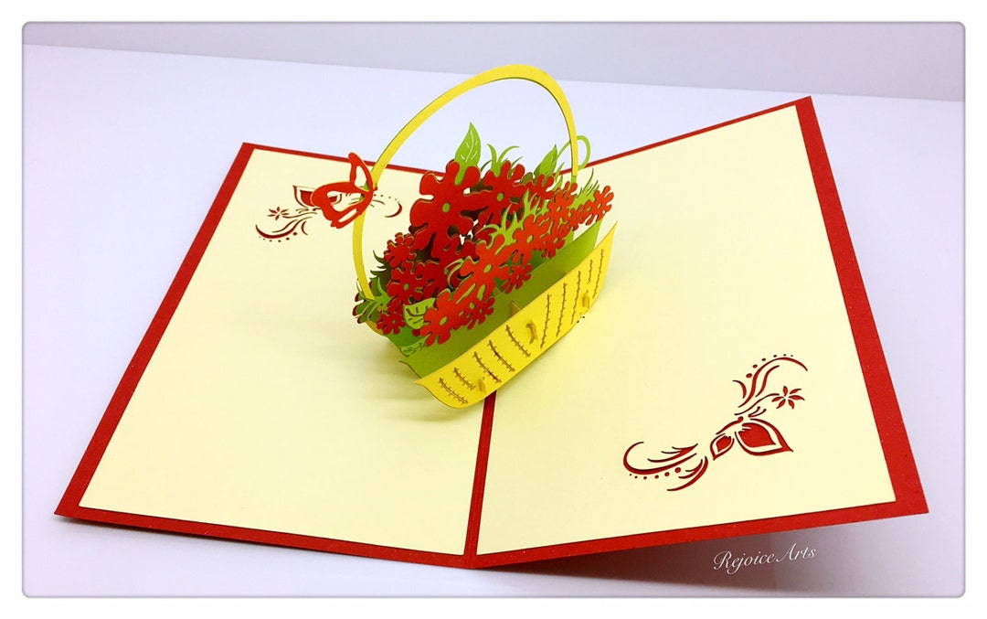 3D Pop up Basket Flower Best Wishes Card - Etsy