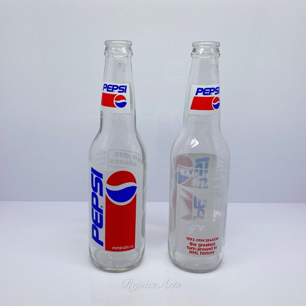 Vintage Pair of Pepsi Longneck Bottles San Jose Sharks 1993-1994 Greatest NHL History