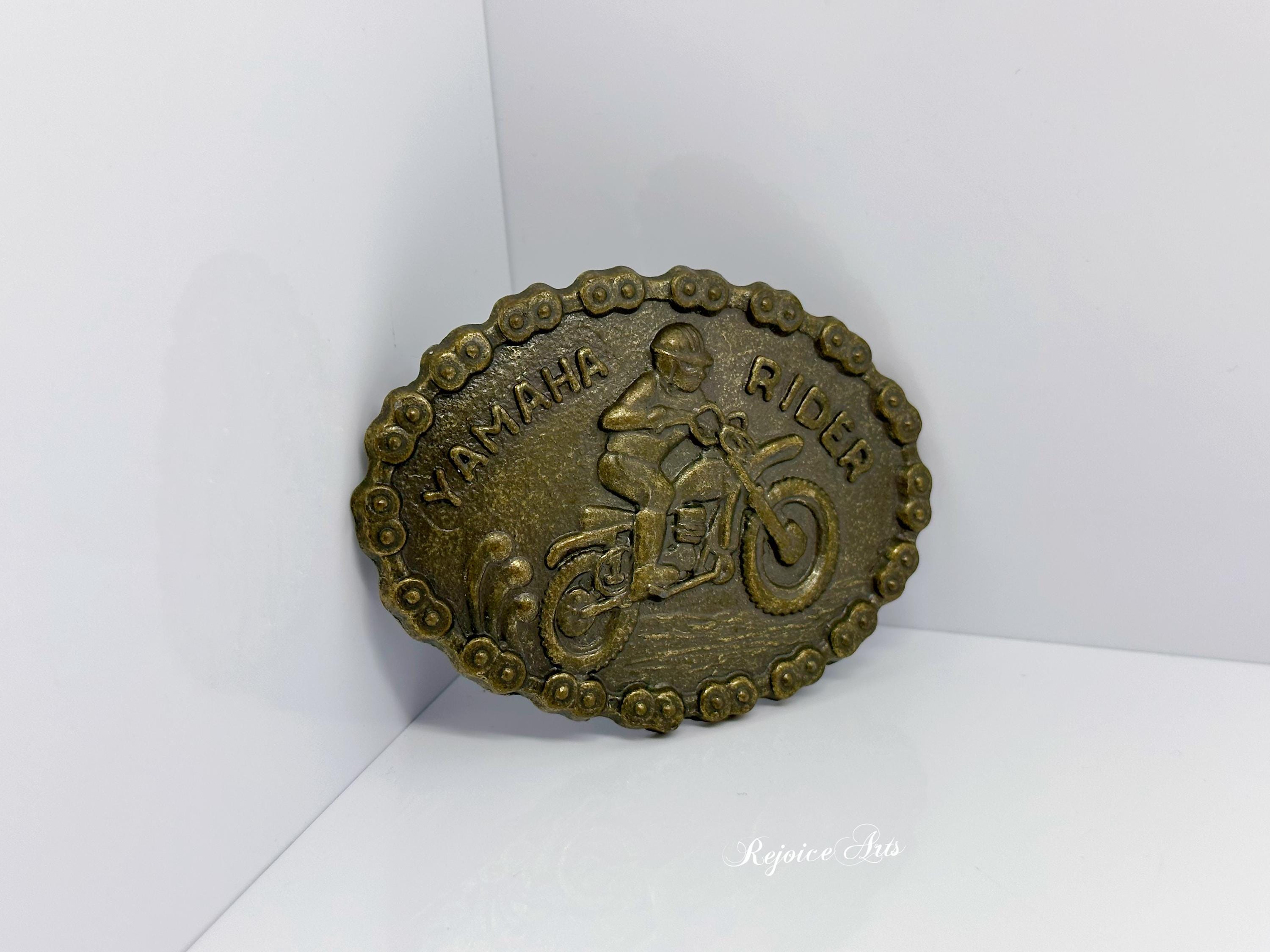 Vintage Yamaha Rider Motorcycle Belt Buckle 1970s