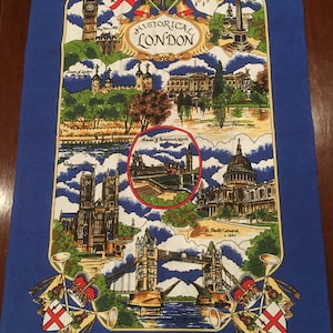London Historical Scenes Souvenir Cotton Tea Towel