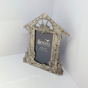 Vintage Seagull Pewter Etain Zina Floral Design Photo Frame 1997