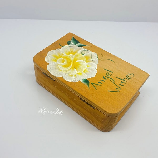 Vintage Wooden Angel Wishes Prayer Box