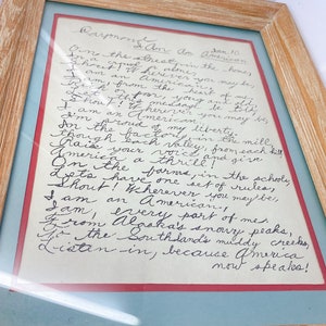 Vintage Framed Hand Written Art Print image 5