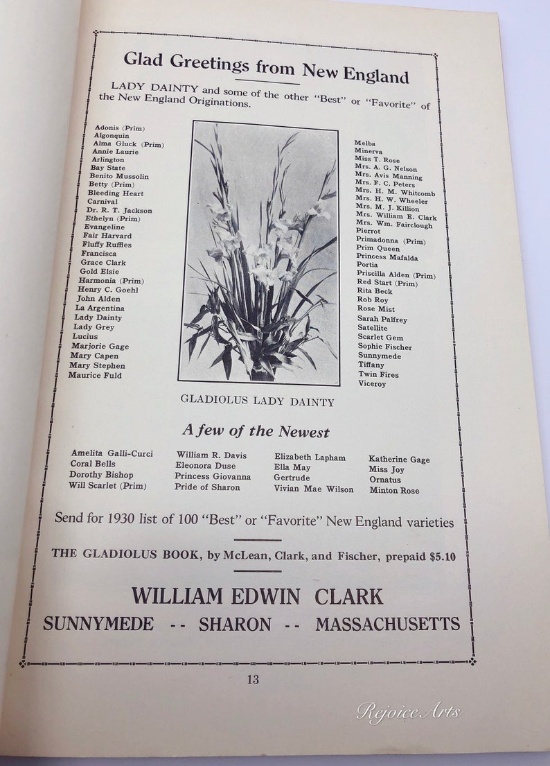 New England Gladiolus Society Gladiolus Beautiful Year Book 1930 image 4