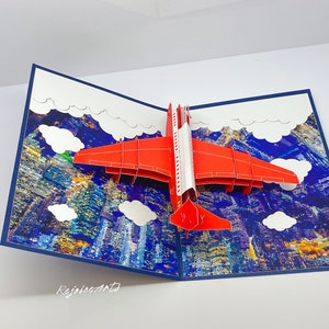 3D Pop Up Airplane Card For All Occasions, Handmade Card
