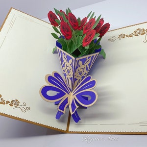 3D Pop Up Rose Bouquet Card