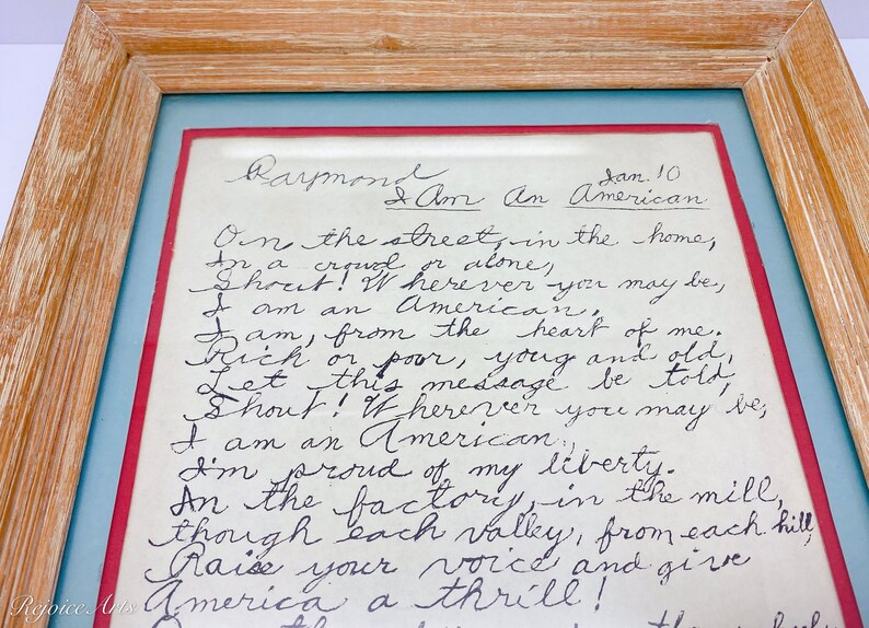 Vintage Framed Hand Written Art Print image 7