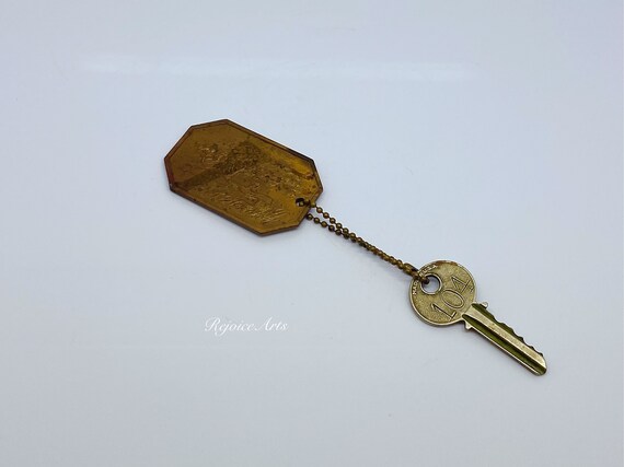 Vintage Brass Del Monte Hyatt House Key Fob & Key… - image 4