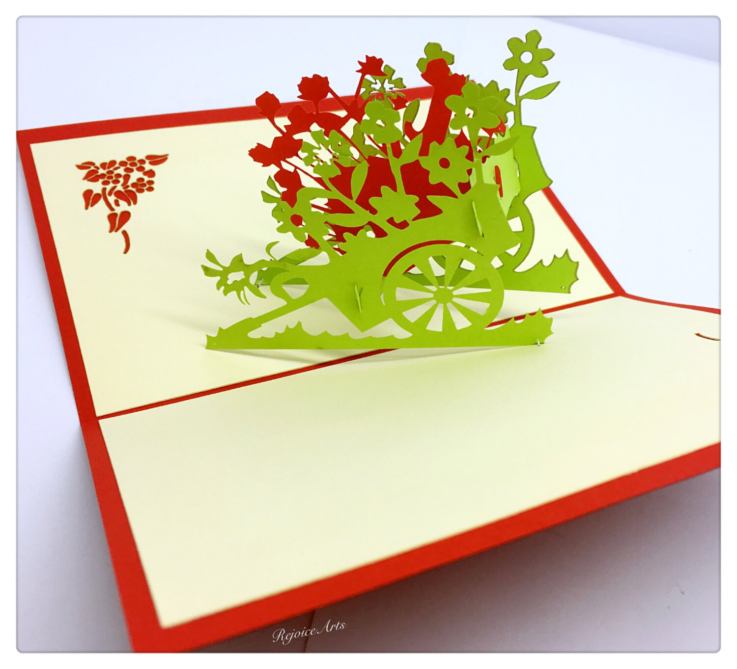 3D Pop up Flower Cart Card - Etsy