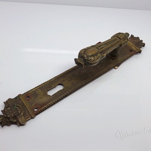 Vintage Solid Brass Victorian Front Door Handle with Key Hole