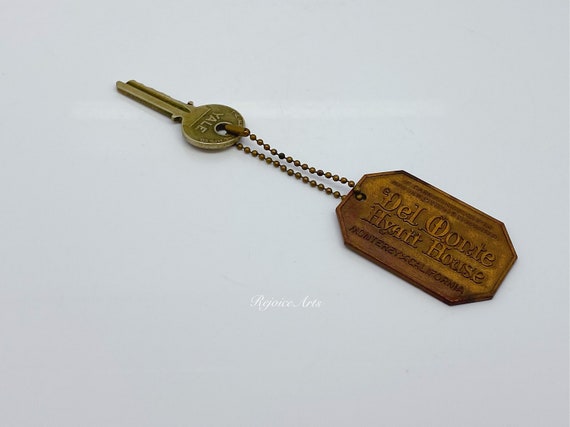 Vintage Brass Del Monte Hyatt House Key Fob & Key… - image 1