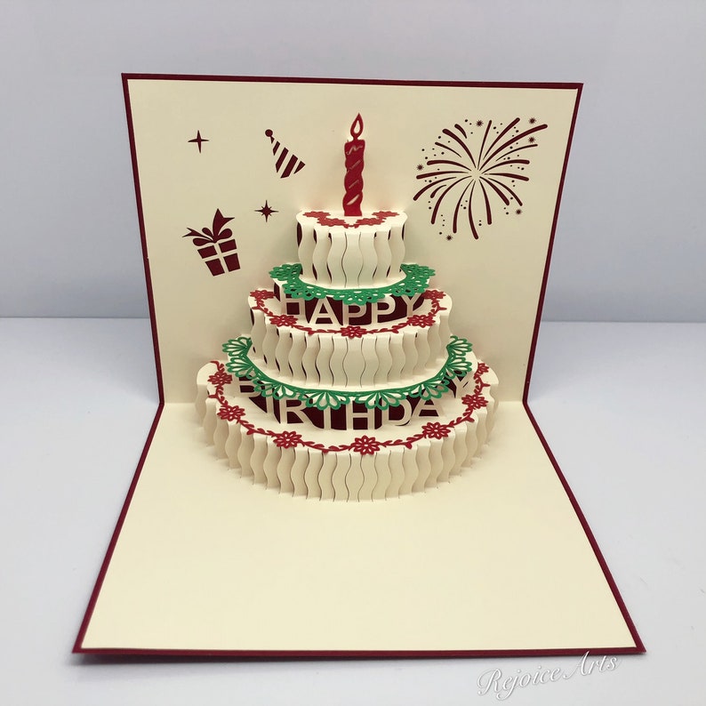 3d Pop Up Birthday Cake Card Etsy