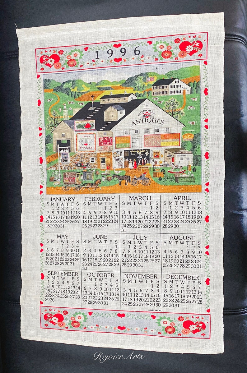 Vintage Kay Dee Calendar Towel 1996 Etsy