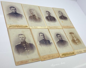 Antique Lot of 8 Late 1800s German Soldier Cabinet Cards