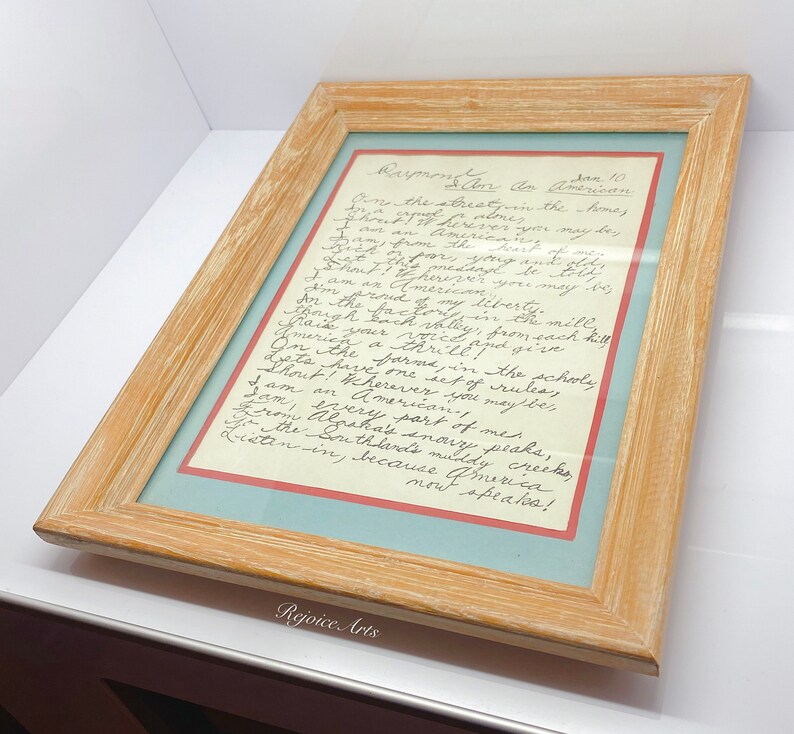 Vintage Framed Hand Written Art Print image 3