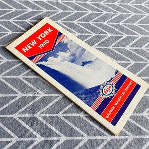 millésime 1940 Colonial Beacon Oil Co Carte d’essence ESSO New York Road Map