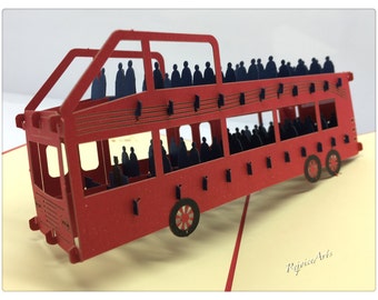 3D Pop Up Double Deck Bus Card