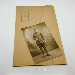 Antique WW1 U.S. Army Officer Photograph by Randall & Blackmore with Photo Postcard in France Carte Postale