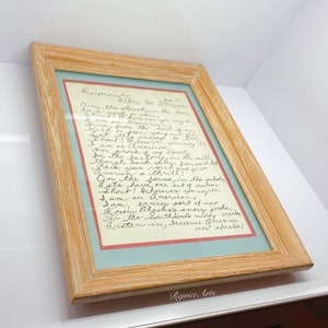 Vintage Framed Hand Written Art Print image 2