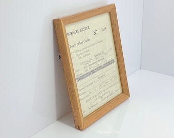 Vintage Business License Town of Los Gatos with Frame 1962