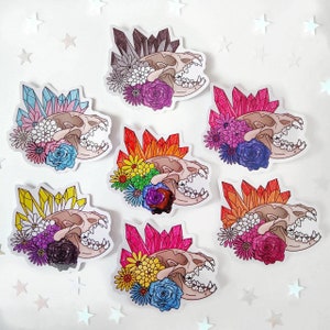 Pride Hyena Skull Vinyl Stickers 2.5&quot; | Gay Pride | Bi Bisexual | Lesbian | Asexual Ace | Non Binary Enby | Pansexual | Trans Transgender