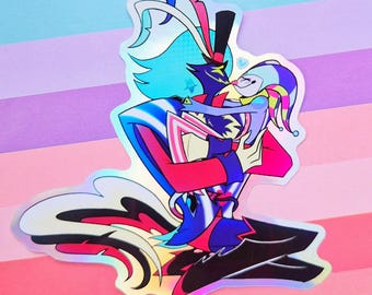 FizzModeus - 3.5" Holographic Sticker - Helluva Boss inspired - Fizzarolli - Asmodeus