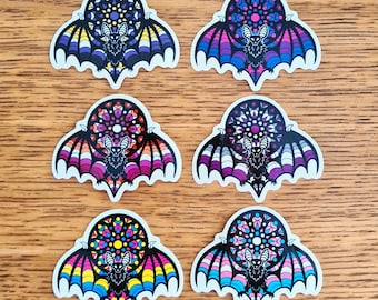 Pride Bat Gothic Window Vinyl Stickers 2.5" | Gay | Bi Bisexual | Lesbian | Asexual Ace | Non Binary Enby | Pansexual | Trans Transgender