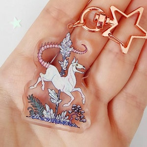 Pastel Pale Horse | Acrylic Keychain - 2" Double sided Acrylic Charm | Unicorn | Skull | Skeleton | Furry | Horse | Cryptid | Crystals