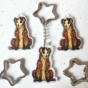 Skull Hyena Boney Babies 2&quot; Double Sided Acrylic Keychain | Vulture Culture | animal skull | Goth | Witch | Spotted Hyena